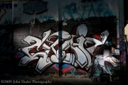 Cynic working on a new piece at dusk